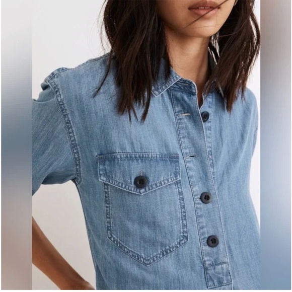 Madewell - Denim Utility Popover Dress in Midhurst Wash - XS - Picture 2 of 10